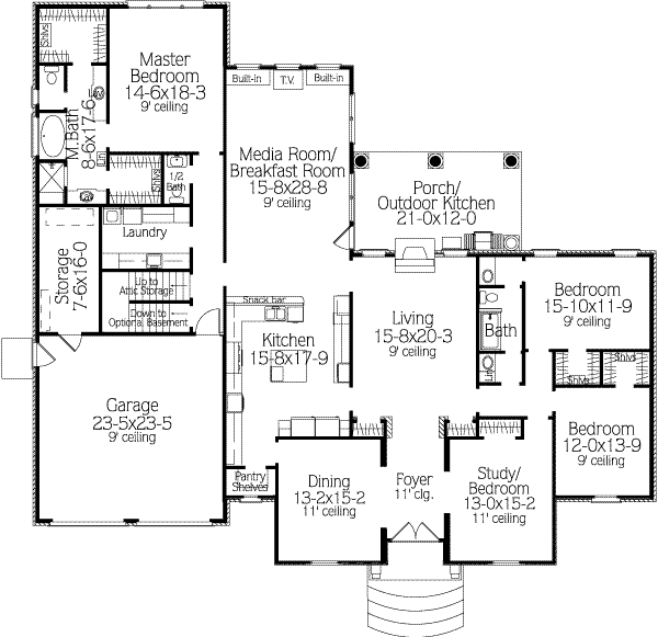 House Plan Design - European Floor Plan - Main Floor Plan #406-144