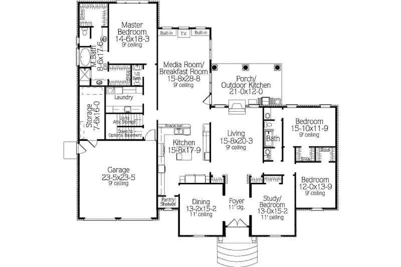 Home Plan - Floor Plan - Main Floor for European House Plan #406-144 - 3 bed, 2.5 bath