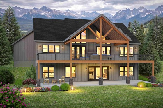 Exterior - Rear Elevation for Country House Plan #932-1442 - 4 bed, 4.5 bath