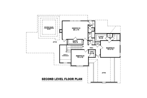 Floor Plan - Upper Floor for European House Plan #81-1515 - 4 bed, 3.5 bath