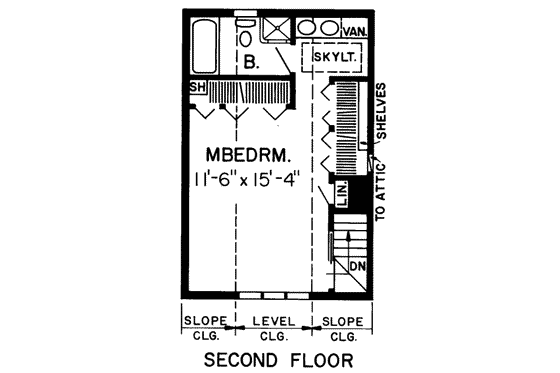 Floor Plan - Upper Floor for Traditional House Plan #312-324 - 3 bed, 2 bath