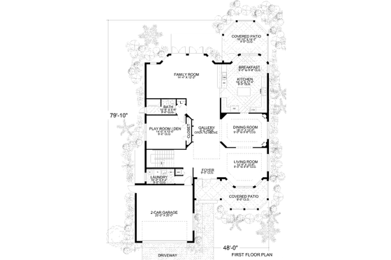 Floor Plan - Main Floor for Mediterranean House Plan #420-140 - 3 bed, 2.5 bath