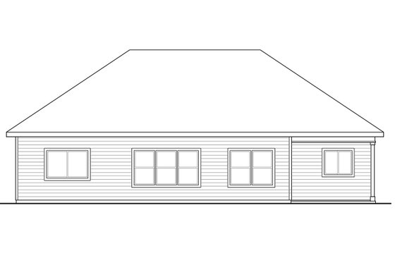 Exterior - Rear Elevation for Ranch House Plan #124-1001 - 3 bed, 2 bath