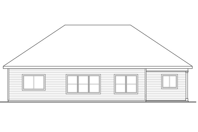 House Blueprint - Exterior - Rear Elevation for Ranch House Plan #124-1001 - 3 bed, 2 bath