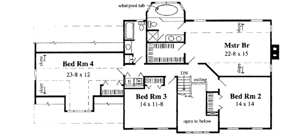 Colonial Floor Plan - Upper Floor Plan #75-127