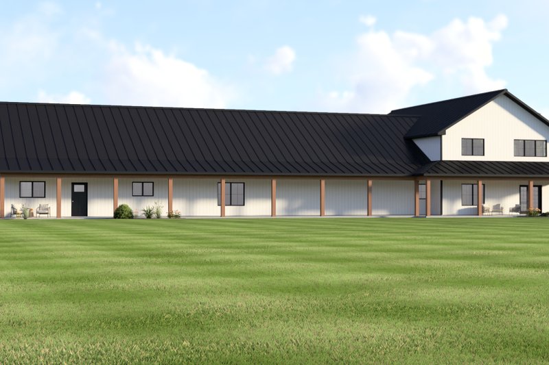 House Blueprint - Exterior - Rear Elevation 1 for Barndominium House Plan #1064-452 - 6 bed, 4.5 bath