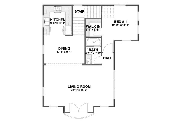 Architectural House Design - Floor Plan - Upper Floor for Mediterranean House Plan #1060-494 - 1 bed, 2 bath