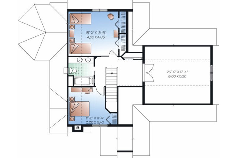 Home Plan - Floor Plan - Upper Floor for European House Plan #23-855 - 3 bed, 2 bath