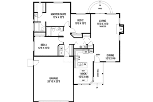 Floor Plan - Main Floor for Modern House Plan #60-123 - 3 bed, 2 bath