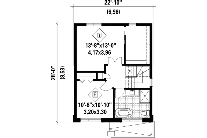 Home Plan - Floor Plan - Upper Floor for Contemporary House Plan #25-4389 - 2 bed, 1 bath