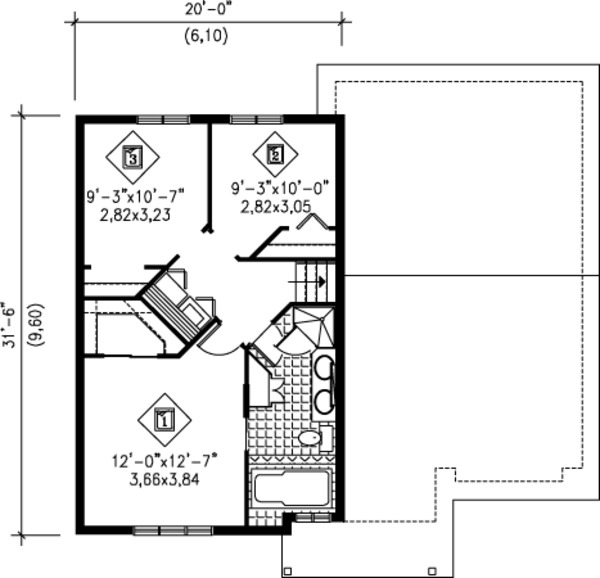 Colonial Floor Plan - Upper Floor Plan #25-4259