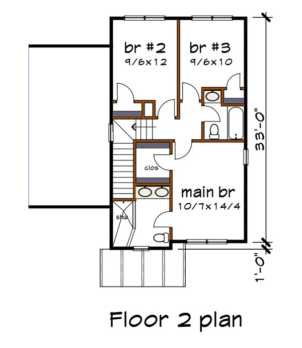 Modern Floor Plan - Upper Floor Plan #79-371