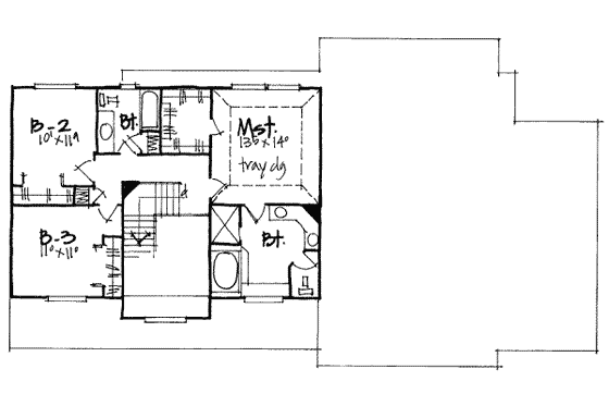 Floor Plan - Upper Floor for Traditional House Plan #308-210 - 3 bed, 2.5 bath