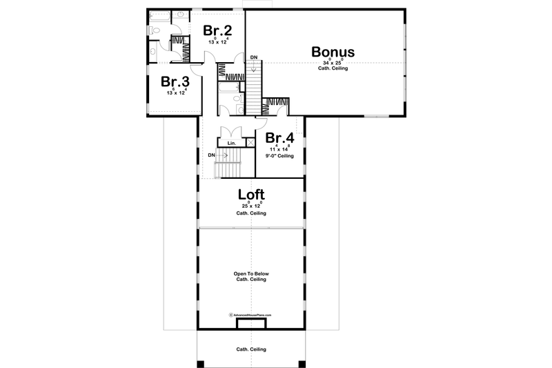 Architectural House Design - Floor Plan - Upper Floor for Barndominium House Plan #455-250 - 4 bed, 3.5 bath