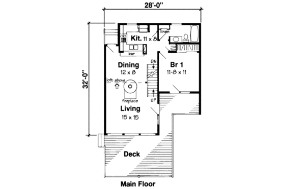 Floor Plan - Main Floor for Modern House Plan #312-571 - 3 bed, 2 bath