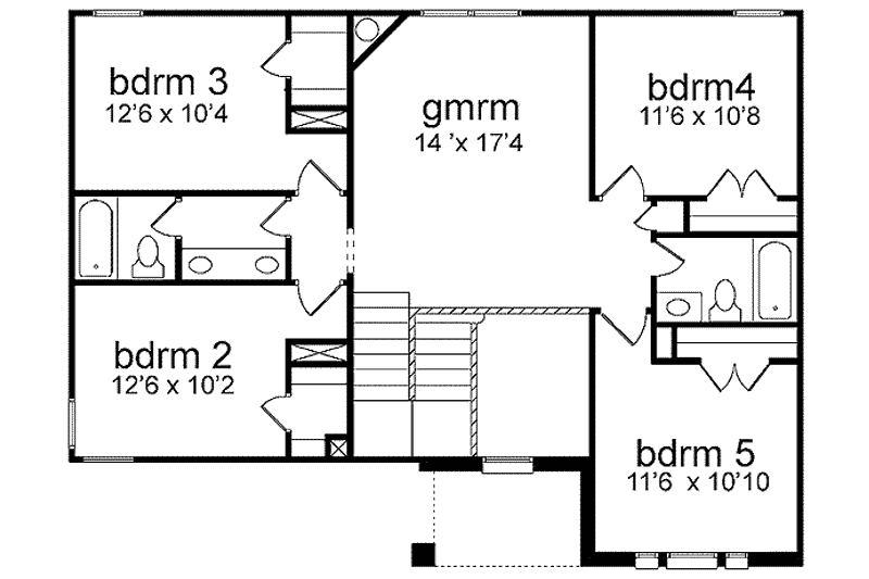 House Plan Design - Floor Plan - Upper Floor for European House Plan #84-235 - 5 bed, 3.5 bath