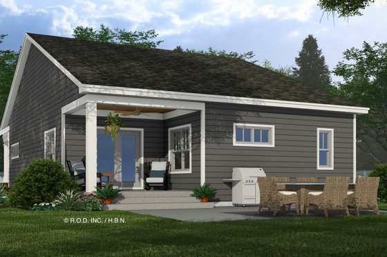 Exterior - Rear Elevation 1 for Bungalow House Plan #51-1329 - 3 bed, 2 bath