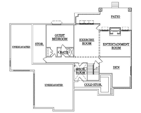 Architectural House Design - Ranch Floor Plan - Lower Floor Plan #5-243