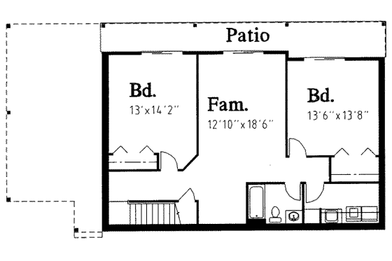 Floor Plan - Lower Floor for Traditional House Plan #303-349 - 4 bed, 2.5 bath