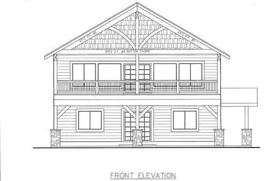 Exterior - Front Elevation 3 for Country House Plan #117-881 - 2 bed, 2 bath