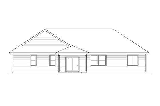 Exterior - Rear Elevation for Ranch House Plan #124-1091 - 4 bed, 2 bath