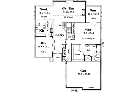 Floor Plan - Main Floor for European House Plan #329-104 - 4 bed, 2.5 bath