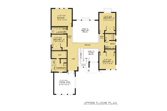 Floor Plan - Upper Floor for Contemporary House Plan #1066-66 - 4 bed, 3 bath