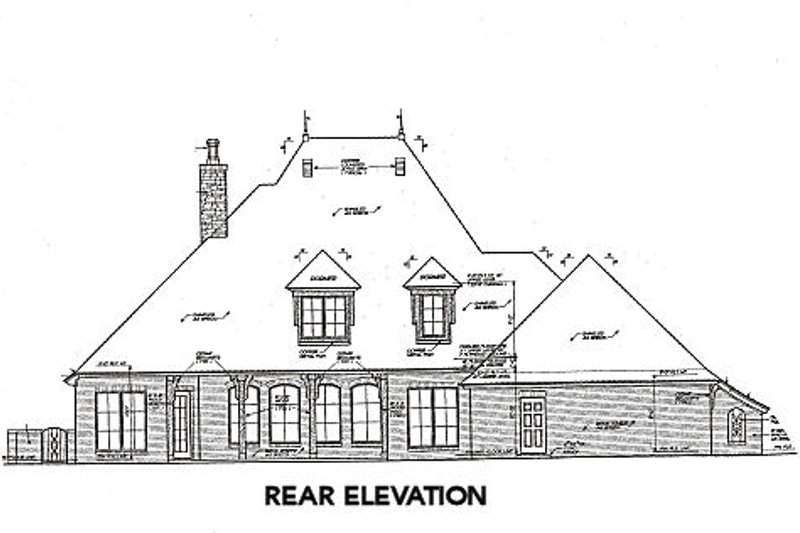 Home Plan - Exterior - Rear Elevation for European House Plan #310-651 - 4 bed, 3.5 bath