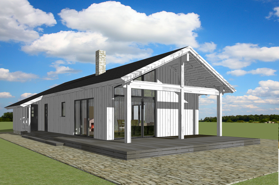 Exterior - Front Elevation for Modern House Plan #549-18 - 2 bed, 1 bath