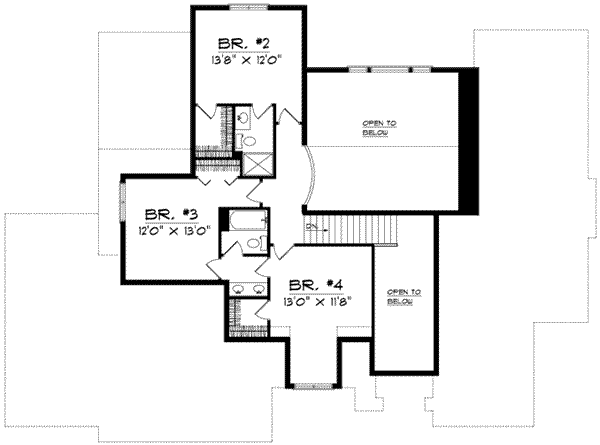 Home Plan - Traditional Floor Plan - Upper Floor Plan #70-646