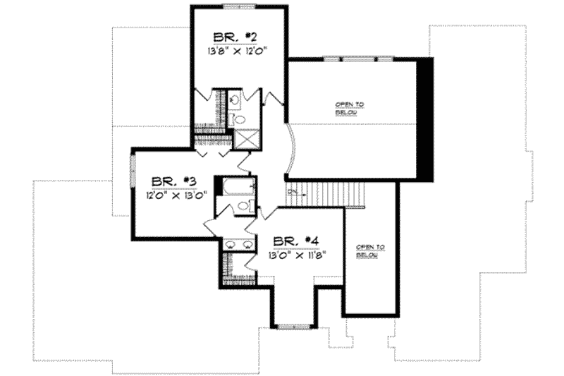 Home Plan - Floor Plan - Upper Floor for Traditional House Plan #70-646 - 4 bed, 3.5 bath