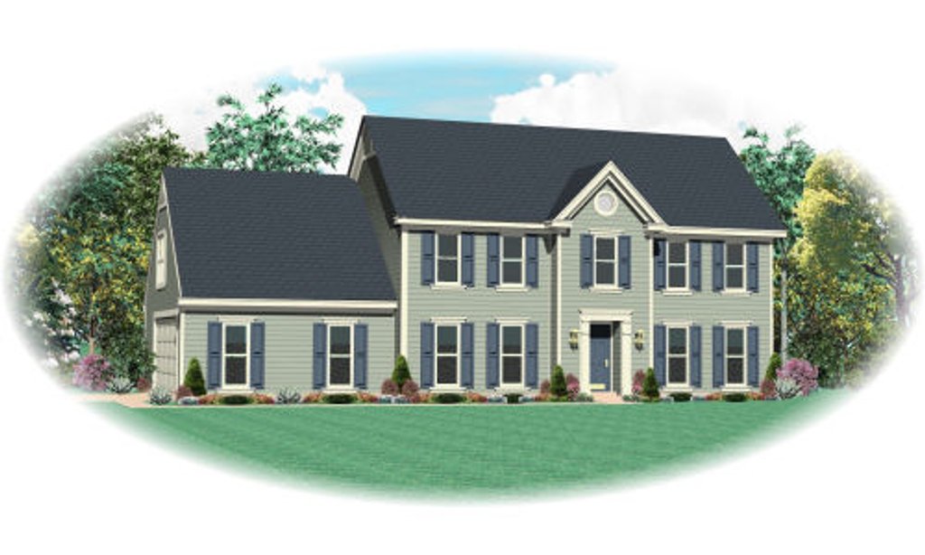 Exterior - Front Elevation 2 for Colonial House Plan #81-13883 - 4 bed, 2.5 bath