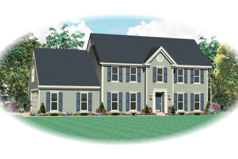 Exterior - Front Elevation 2 for Colonial House Plan #81-13883 - 4 bed, 2.5 bath