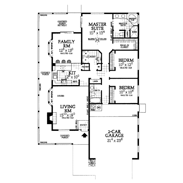 House Design - Ranch Floor Plan - Main Floor Plan #72-335