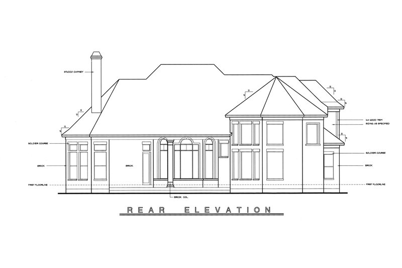 Home Plan - Exterior - Rear Elevation for European House Plan #20-2043 - 4 bed, 3.5 bath