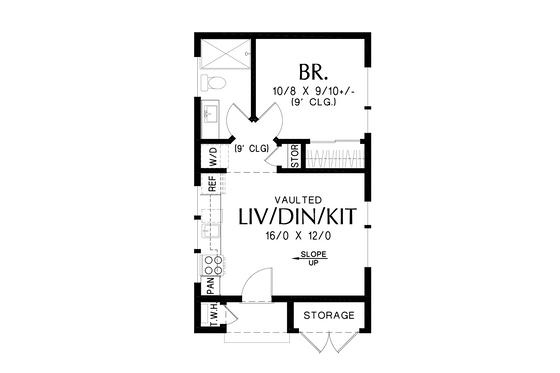 Floor Plan - Main Floor for Contemporary House Plan #48-1097 - 1 bed, 1 bath
