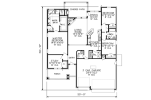 Floor Plan - Main Floor for Traditional House Plan #65-516 - 3 bed, 2.5 bath