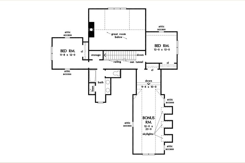 House Design - Floor Plan - Upper Floor for Cottage House Plan #929-1182 - 4 bed, 3 bath