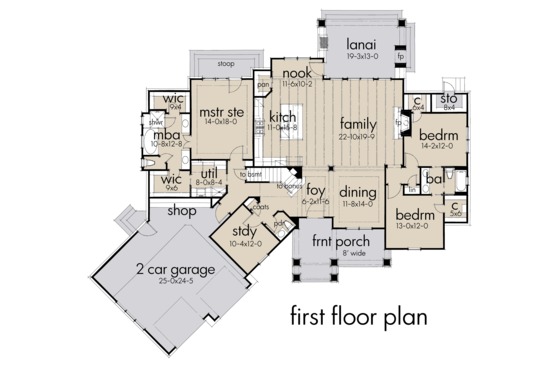 Floor Plan - Main Floor for Farmhouse House Plan #120-255 - 3 bed, 2.5 bath
