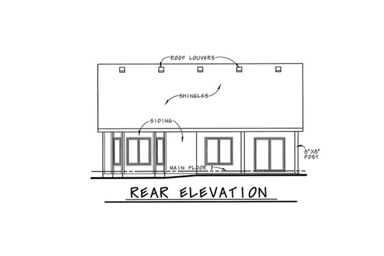 Exterior - Rear Elevation for Traditional House Plan #20-1611 - 2 bed, 2 bath