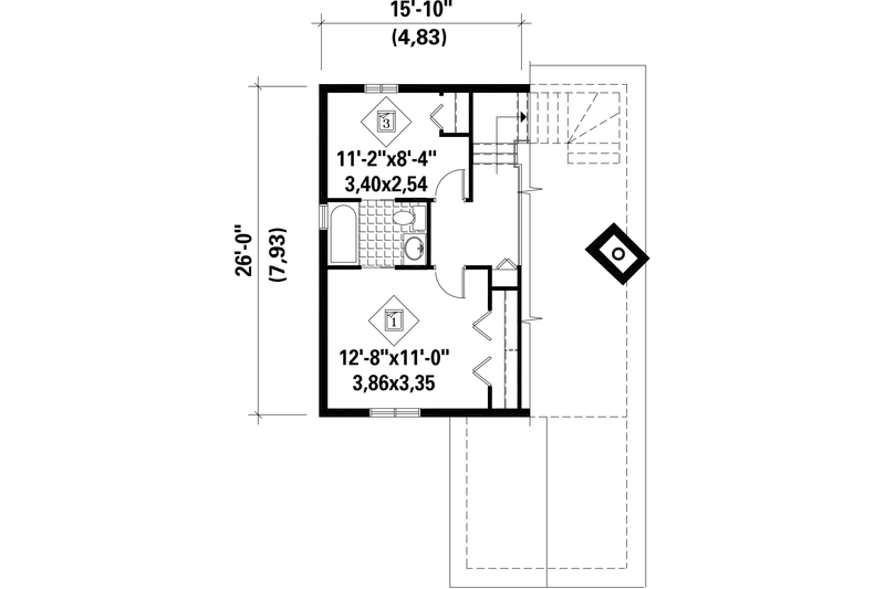 Home Plan - Floor Plan - Upper Floor for Country House Plan #25-4746 - 3 bed, 1 bath