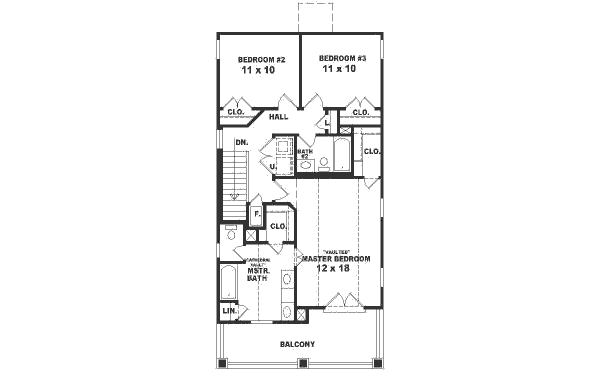 Southern Floor Plan - Upper Floor Plan #81-156