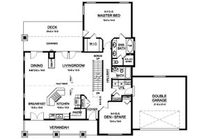 Floor Plan - Main Floor for Ranch House Plan #126-192 - 2 bed, 2 bath