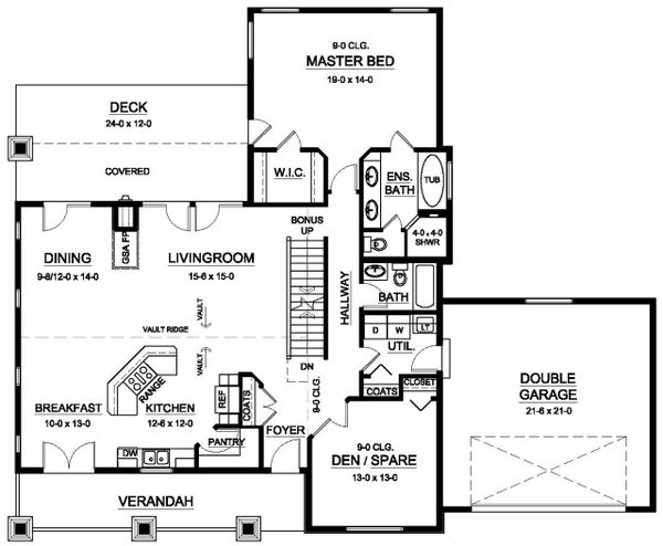 Architectural House Design - Ranch Floor Plan - Main Floor Plan #126-192