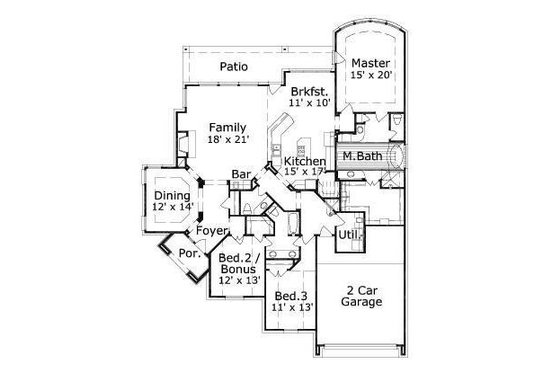Floor Plan - Main Floor for European House Plan #411-560 - 3 bed, 2.5 bath