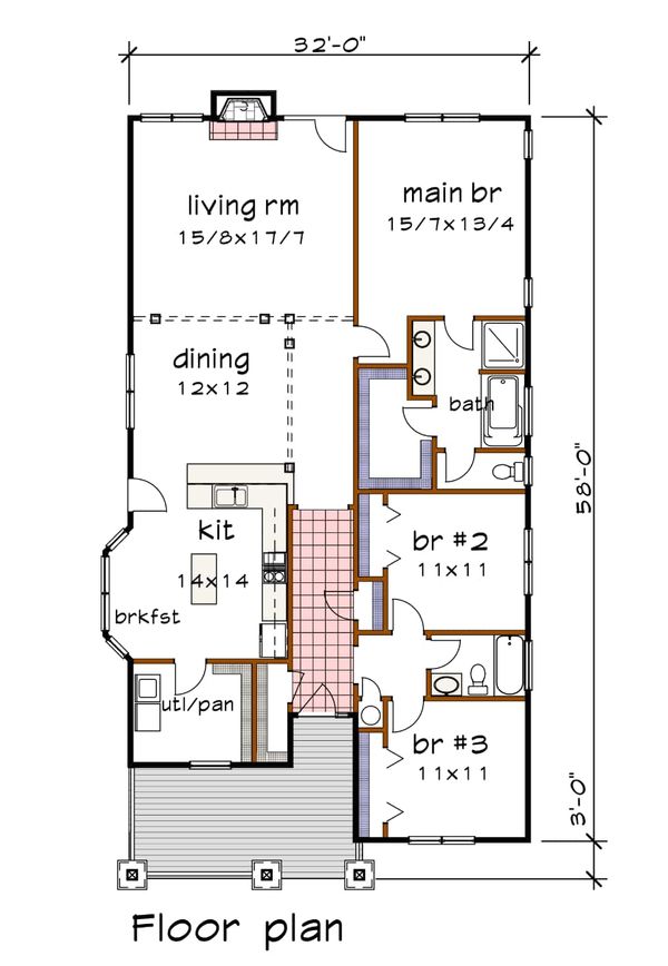 Home Plan - Farmhouse Floor Plan - Main Floor Plan #79-232
