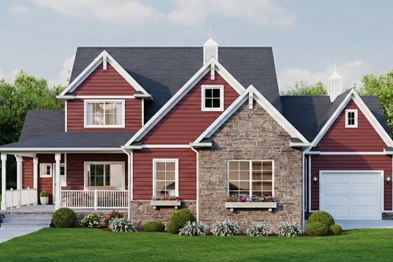 Exterior - Front Elevation 4 for Farmhouse House Plan #1089-24 - 3 bed, 2.5 bath