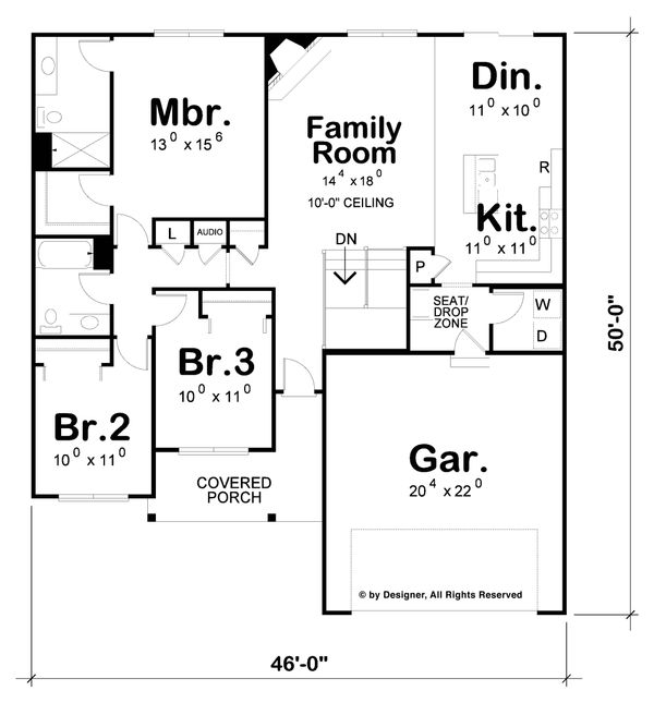 Home Plan - Ranch Floor Plan - Main Floor Plan #20-2270