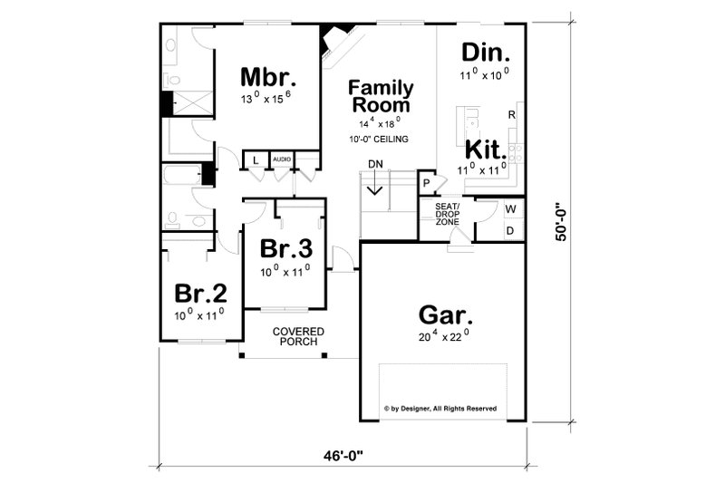 Home Plan - Floor Plan - Main Floor for Ranch House Plan #20-2270 - 3 bed, 2 bath