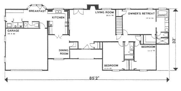 Ranch Floor Plan - Main Floor Plan #30-163